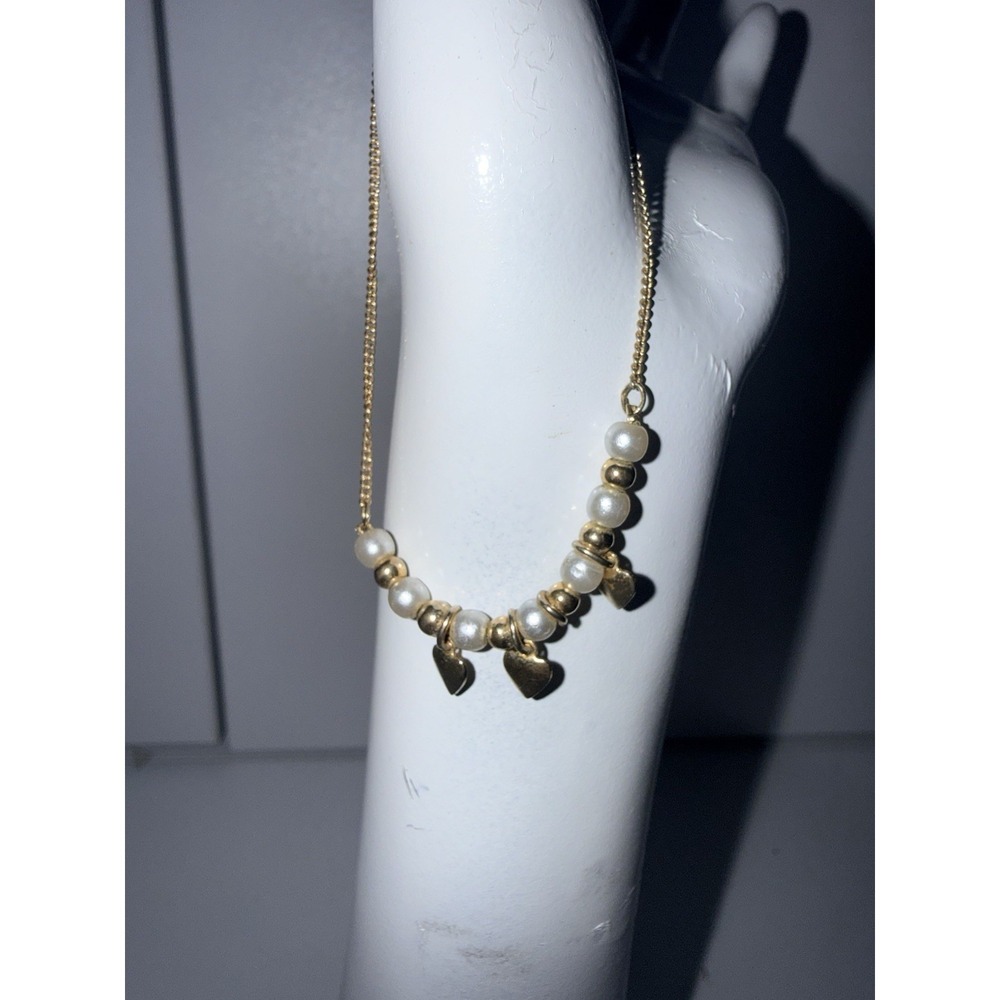 Vintage Dainty Faux Pearl And Thin Chain Design Bracelet KOREA Signed‎